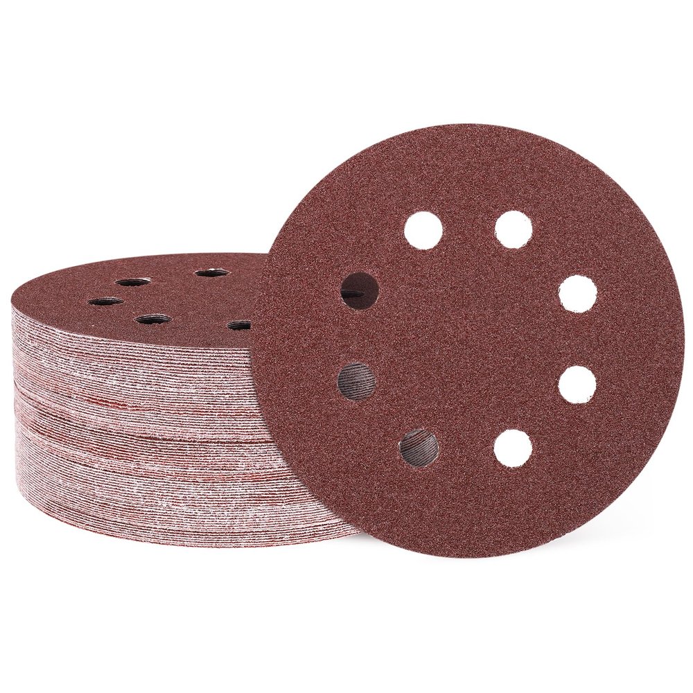 QUARKZMAN 50-Pack 5-Inch 40-Grit 8-Hole Hook-and-Loop Sanding Discs