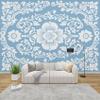QEODAH 3D Blue and White Floral Wallpaper, Vintage Floral Nonwoven Photo Wallpaper, 500 x 350 cm view 1
