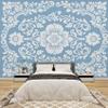 QEODAH 3D Blue and White Floral Wallpaper, Vintage Floral Nonwoven Photo Wallpaper, 500 x 350 cm view 2
