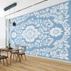 QEODAH 3D Blue and White Floral Wallpaper, Vintage Floral Nonwoven Photo Wallpaper, 500 x 350 cm view 3