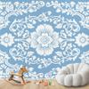 QEODAH 3D Blue and White Floral Wallpaper, Vintage Floral Nonwoven Photo Wallpaper, 500 x 350 cm view 4