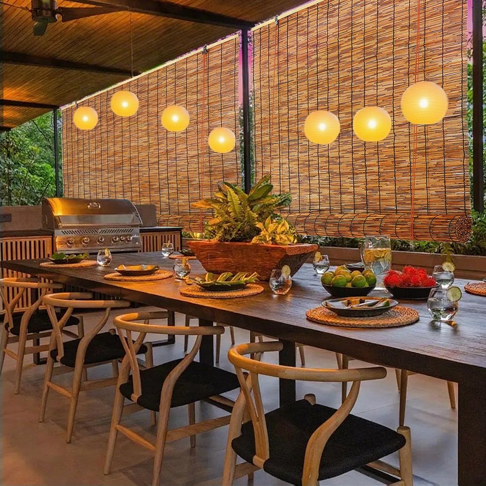 XIBANY Weatherproof Bamboo Roller Shade