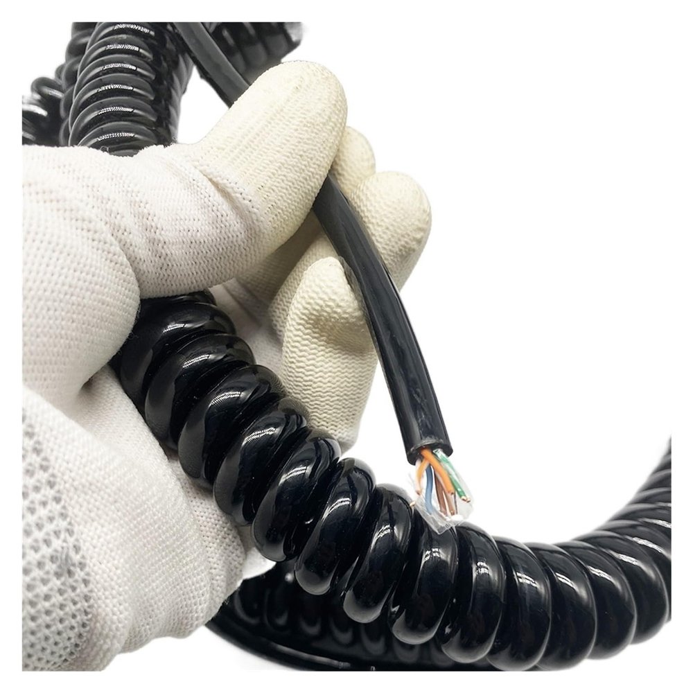 WUSHADEHANS Retractable 8-Core Coiled Extension Cable, 11 m Stretch