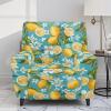 Xoenoiee Lazyboy Recliner Cover with Storage Pockets, 4-Piece, Printed, Lemon Yellow and Blue view 1