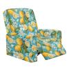 Xoenoiee Lazyboy Recliner Cover with Storage Pockets, 4-Piece, Printed, Lemon Yellow and Blue view 3