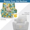 Xoenoiee Lazyboy Recliner Cover with Storage Pockets, 4-Piece, Printed, Lemon Yellow and Blue view 4