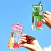 OZLMBERN Square Glass Butterfly Cup with Lid and Straight Straw view 4