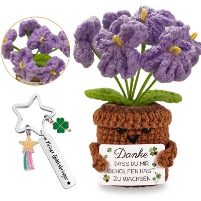 Joycabin Thank You Gifts - Knitted Purple Flower Keychain