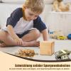 Wuhonghao Personalized Wooden Money Box with Lock, Bamboo Savings Bank for Children and Adults, 10 x 10 x 10 cm view 2
