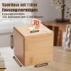 Wuhonghao Personalized Wooden Money Box with Lock, Bamboo Savings Bank for Children and Adults, 10 x 10 x 10 cm view 3