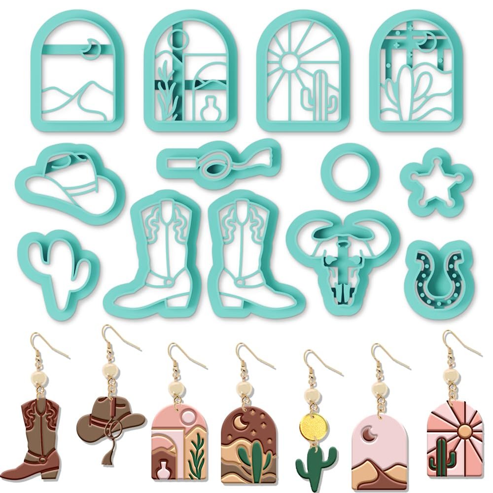 ORIGACH 13 Pcs Polymer Clay Cutters - Western Cowboy Design