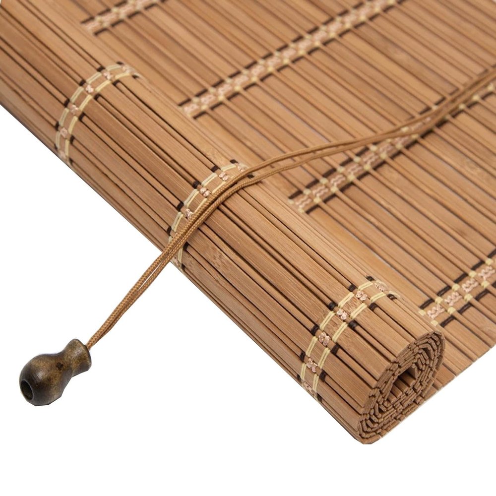 Bamboo Roller Shades Black White