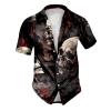 RUMAOZIA Men's Skull Shirt, Short Sleeve, Turn-Down Collar, Halloween Costume Party Cosplay Shirt view 1