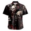 RUMAOZIA Men's Skull Shirt, Short Sleeve, Turn-Down Collar, Halloween Costume Party Cosplay Shirt view 4