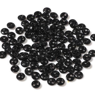 Mini Buttons for Doll Clothing, BJD Accessories, Round 2 Holes, Black (4 mm), 50 Pieces