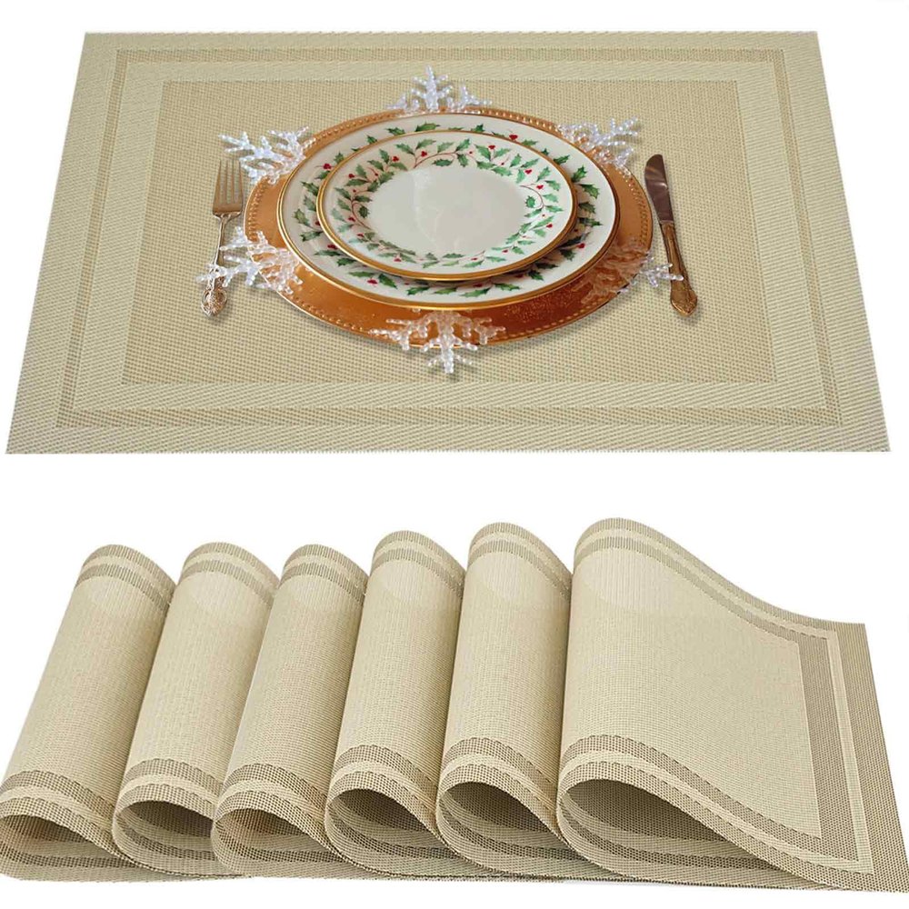 Heat-Resistant Placemats, 30.5 x 45.7 cm, Non-Slip, Washable, PVC Table Mat