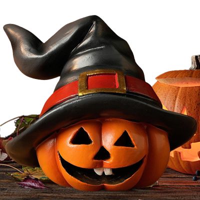 DAWCBVJQ Halloween Pumpkin Decorative Figurine, Collectible Spooky Ornament