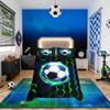 Manfei Soccer Ball Bedding Set, Full Size, Black and Green, Duvet Cover with 2 Pillowcases view 1
