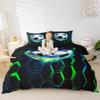 Manfei Soccer Ball Bedding Set, Full Size, Black and Green, Duvet Cover with 2 Pillowcases view 3