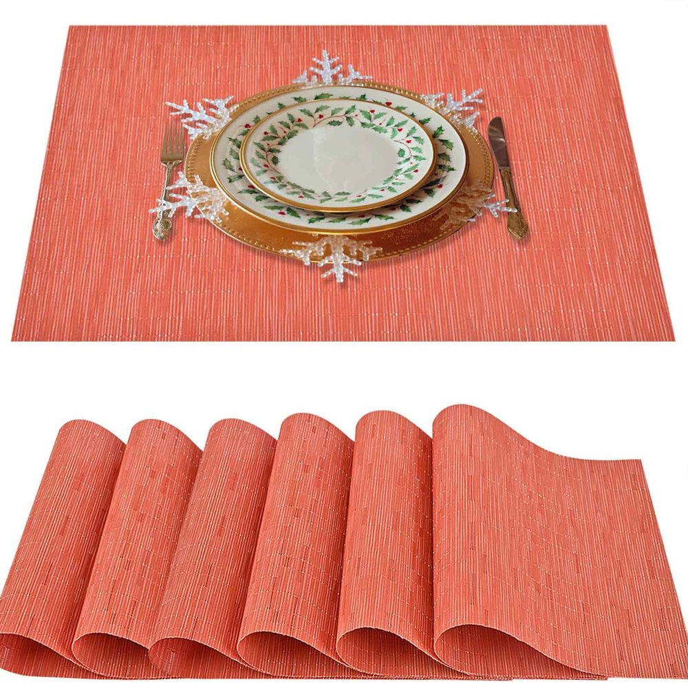 Heat-Resistant Placemats, 30.5 x 45.7 cm, Non-Slip, Washable, PVC Table Mat