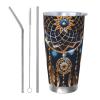 Dreamcatcher Feather Tumbler with 2 Straws and Lid, Galaxy, 590 ml view 1