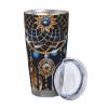 Dreamcatcher Feather Tumbler with 2 Straws and Lid, Galaxy, 590 ml view 2