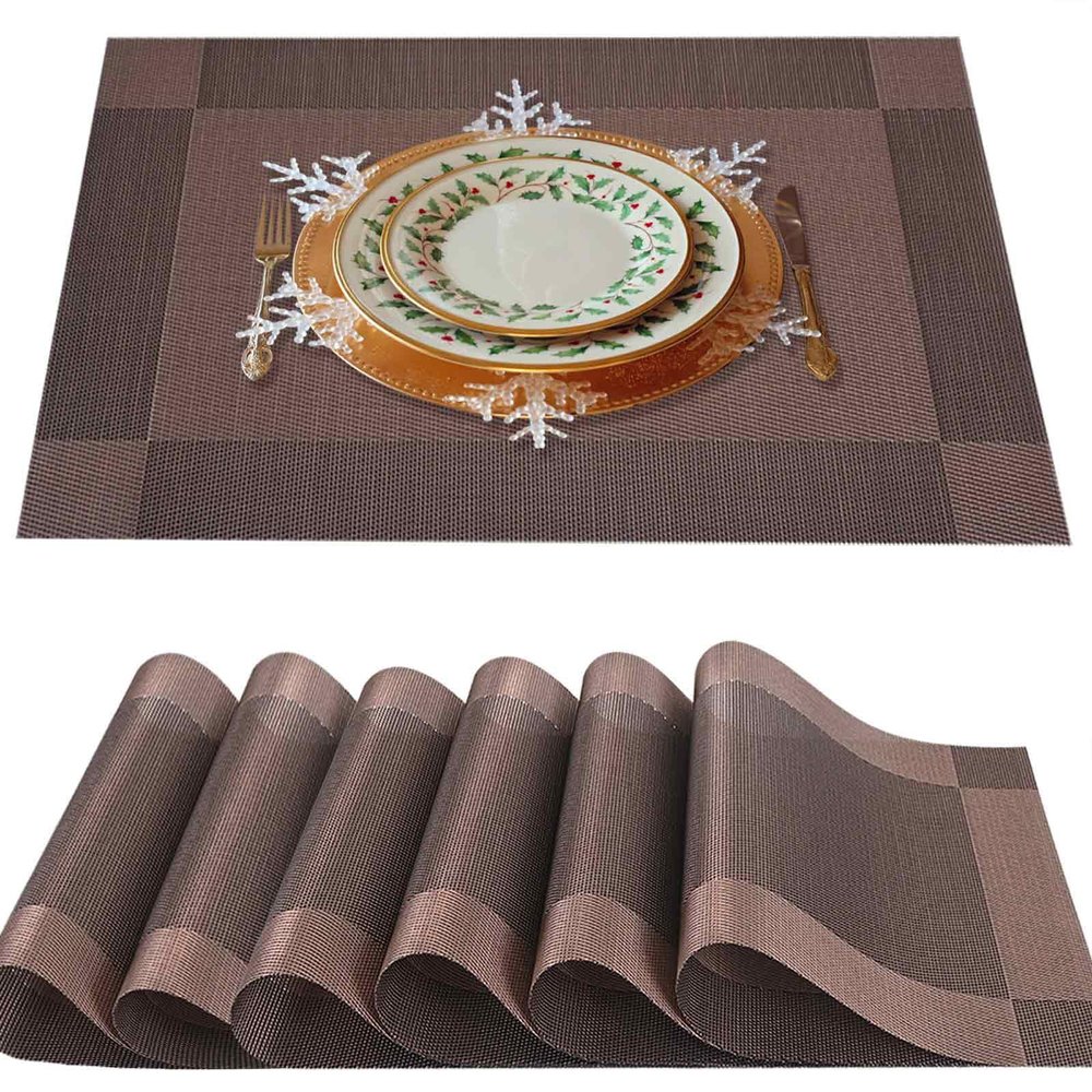 Heat-Resistant Placemats, 30.5 x 45.7 cm, Non-Slip, Washable, PVC Table Mat