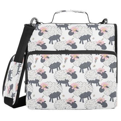 3-Ring Binder Bag with Zipper, Handle and Shoulder Strap, Pink