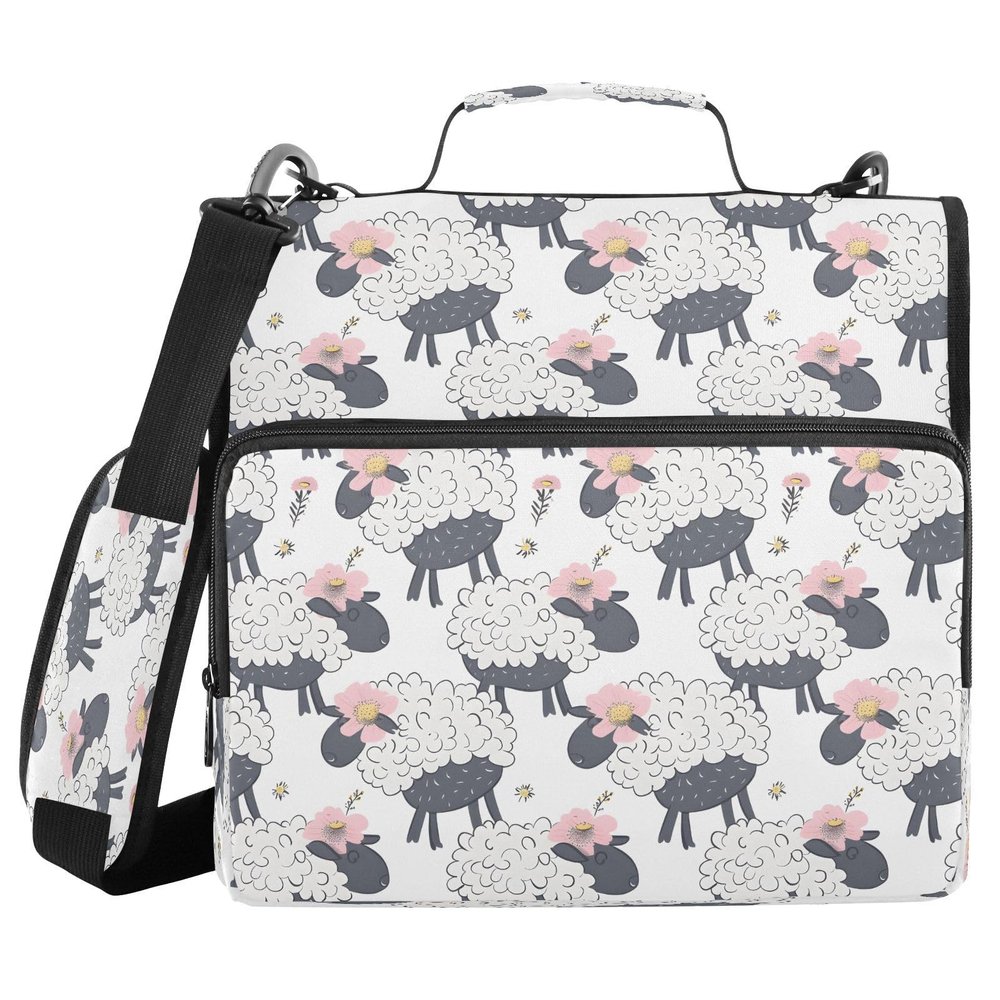 3-Ring Binder Bag with Zipper, Handle and Shoulder Strap, Pink