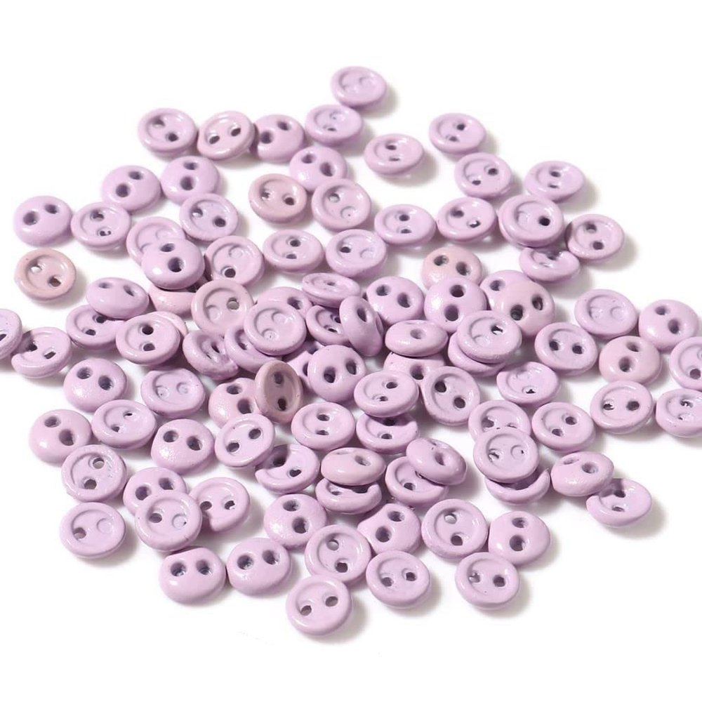 Mini Buttons for Doll Clothing, BJD Accessories, Round 2 Holes, Card Making, Scrapbooking (5 mm, Light Purple), 50 Pieces