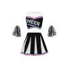 BOJHGO Girls' Sleeveless Cheerleading Skirt Set with Pom-Poms, Black, Size 140 view 1