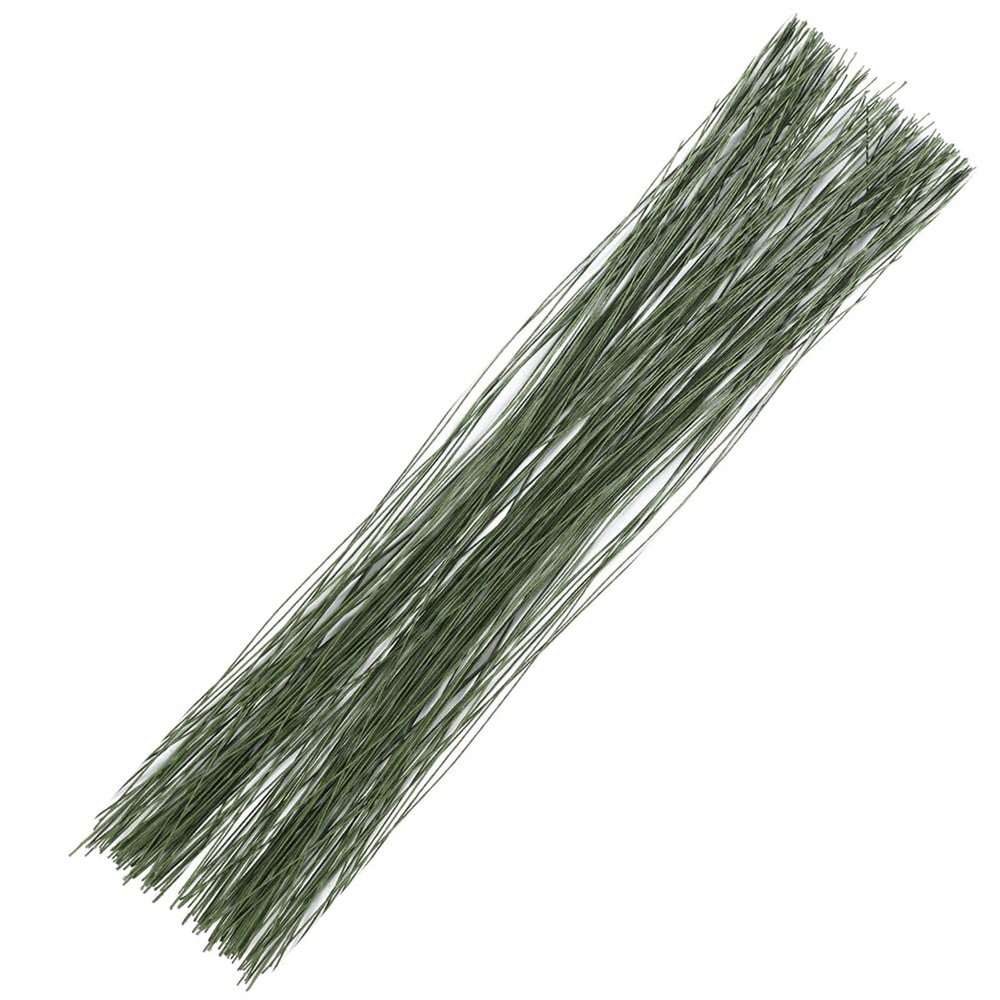 MOMAHUA 100 Pcs Floral Wire Dark Green, 26 Gauge/0.5mm, 16in/40cm Craft Wire Set