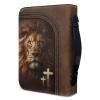 Tutolipy Bible Cover for Men, Lion Design with Carry Handle view 2