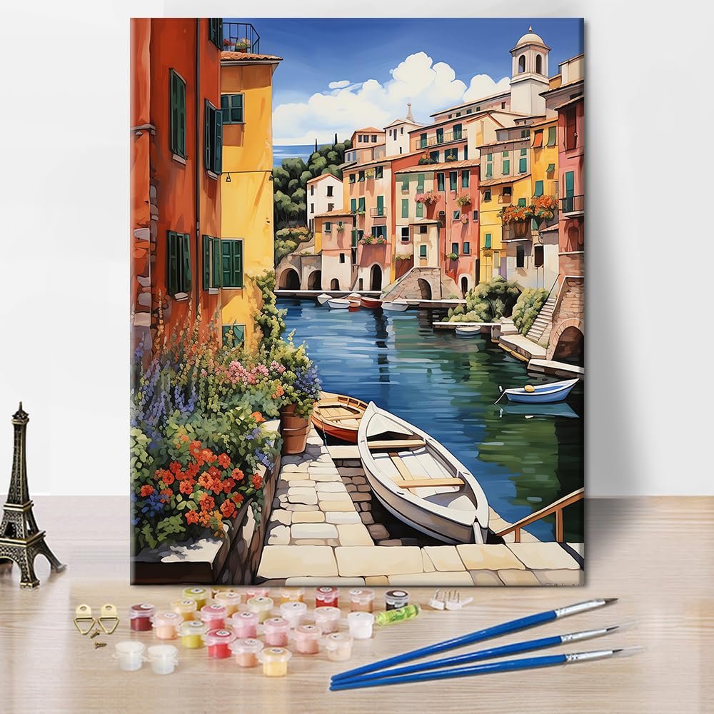 TISHIRON Landscape Painting Set - Paint by Numbers for Adults