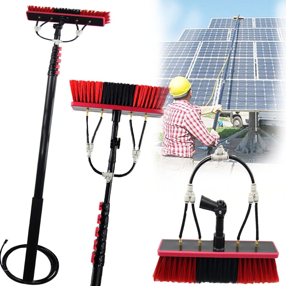 Professional Window and Solar Panel Cleaning Set with Extendable Telescopic Pole