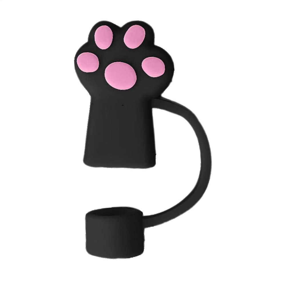 Cute Silicone Straw with Cat Paw Lid