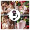 Cute Silicone Straw with Cat Paw Lid view 4