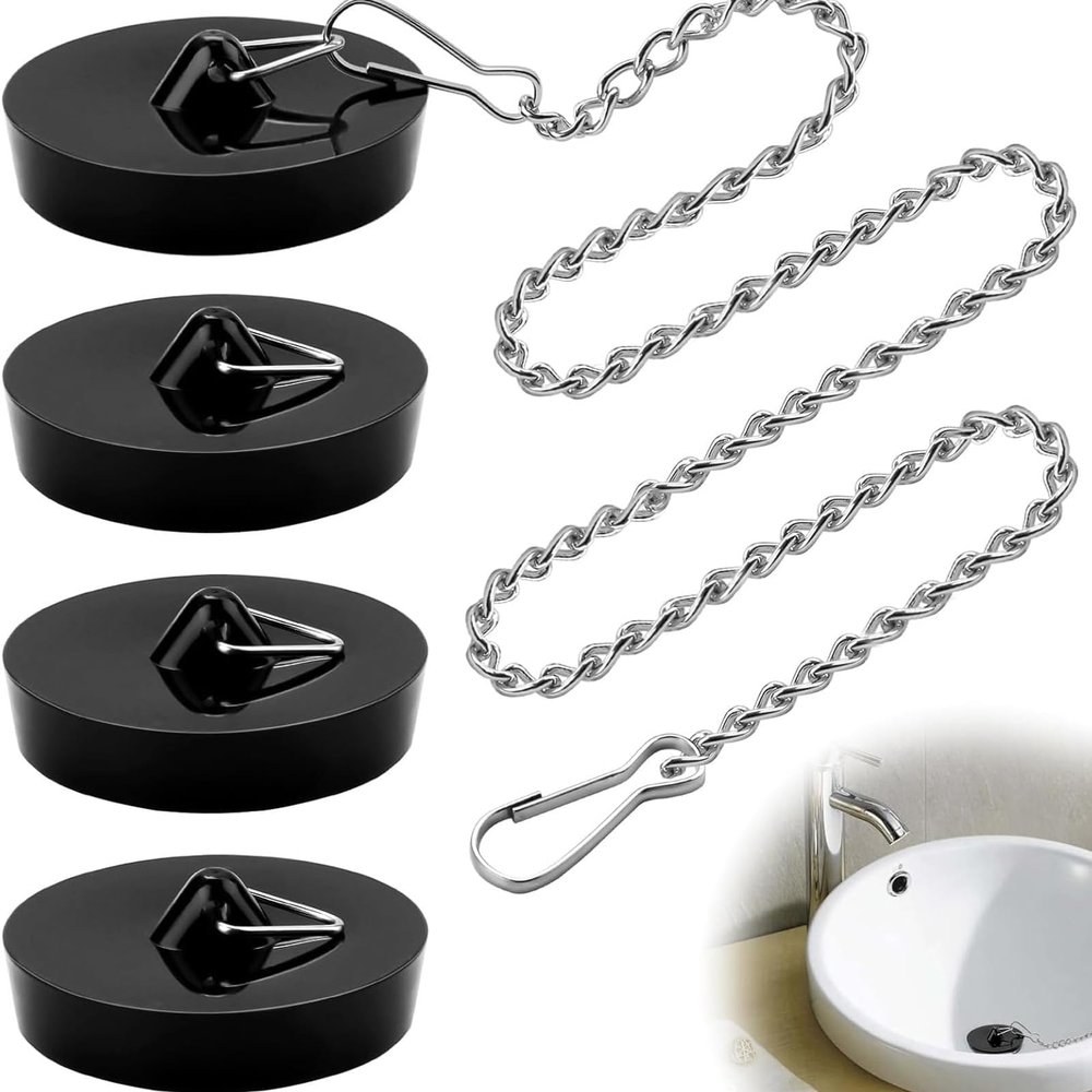 3-Pack Sink Plugs with Chain