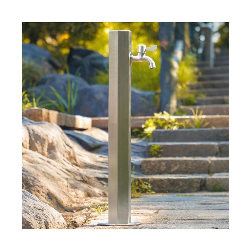 HBOOMOEM Stainless Steel 304 Freestanding Garden Water Column with Faucet, 86 x 10.5 cm, Side Water Inlet A