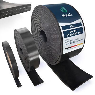 diconfa SBR Rubber Strip with 2 Fabric Inserts, 8 mm Thick x 100 mm Wide x 5000 mm Long