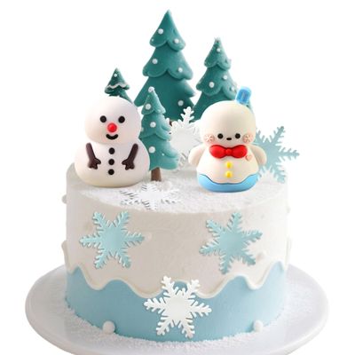 Snowman Snowflake Winter Wonderland Cake Topper Picks