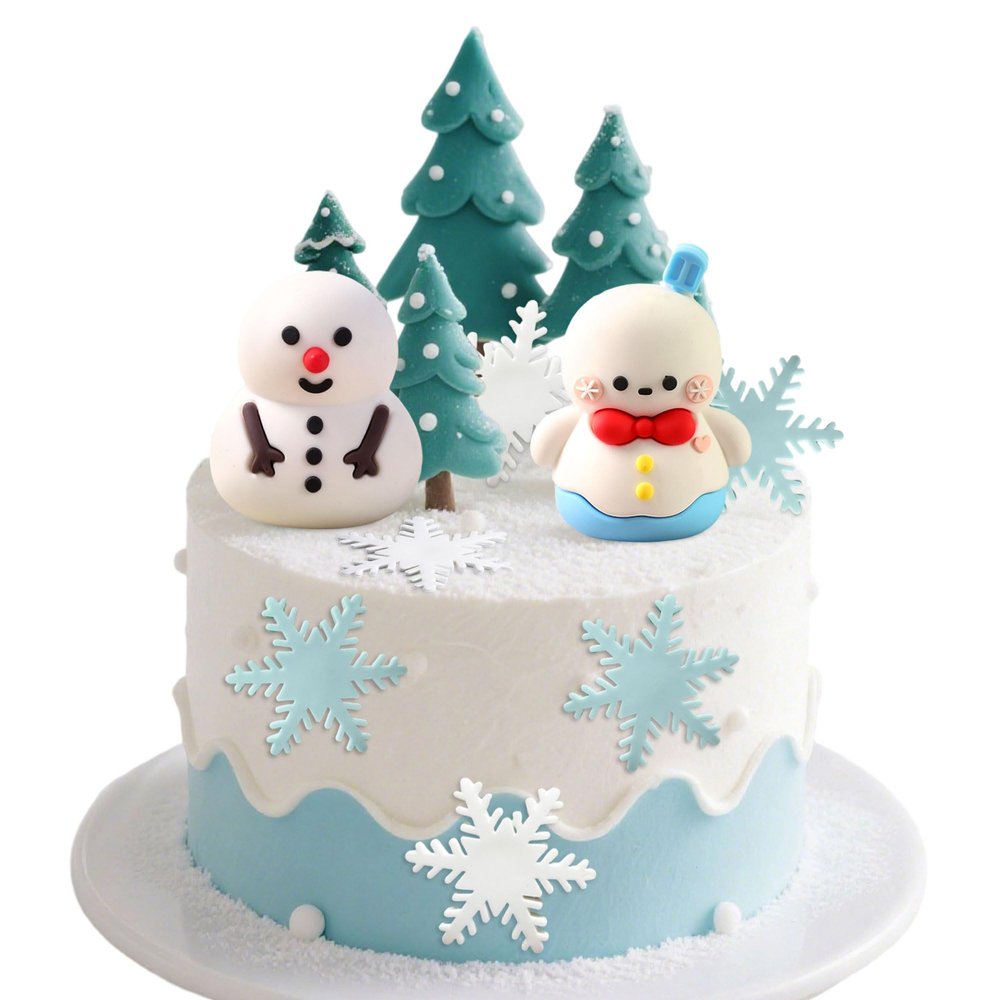 Snowman Snowflake Winter Wonderland Cake Topper Picks