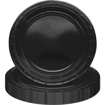MOMAHUA 16-Piece Black Paper Plate Set for 16 Guests