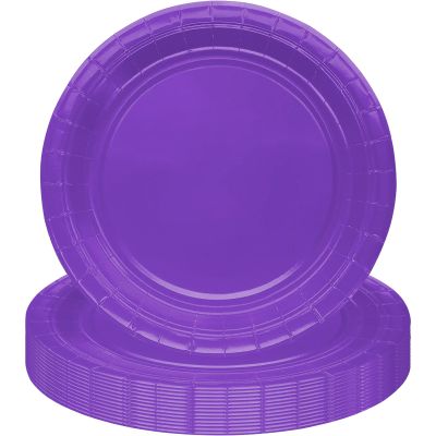 MOMAHUA 16-Piece Purple Paper Plate Set for 16 Guests