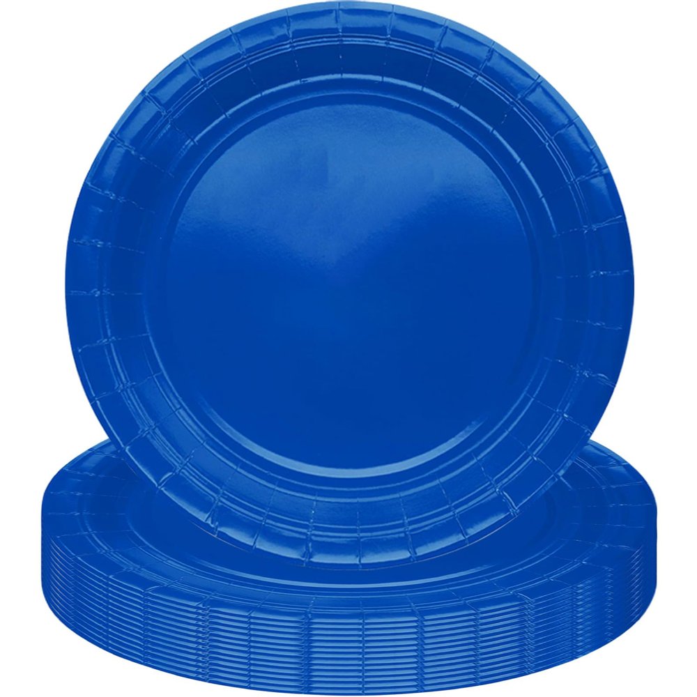 MOMAHUA 16-Piece Blue Paper Plate Set for 16 Guests