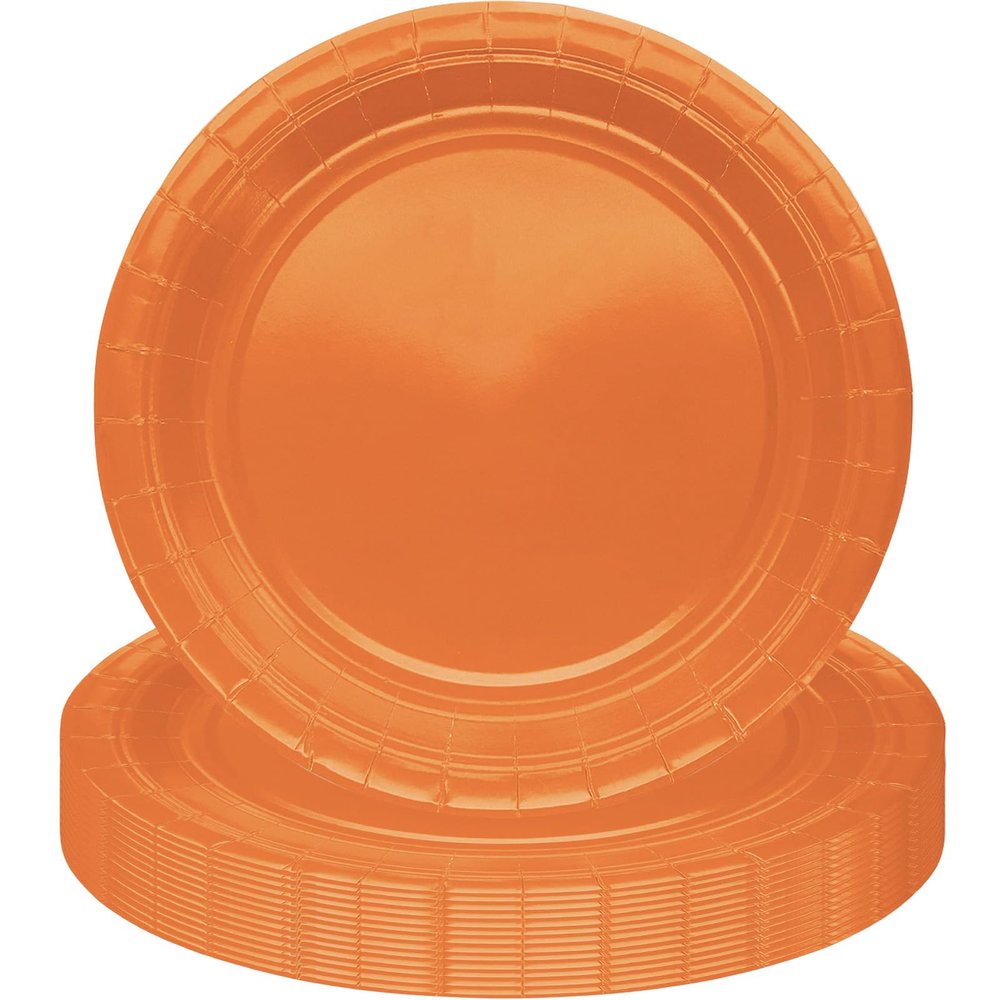 MOMAHUA 16-Piece Orange Paper Plate Set