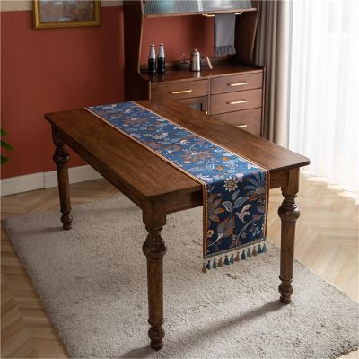 Elegant Luxury Boho Vintage Blue Table Runner for Weddings, Kitchen, Dining Room, Coffee Table, Bedroom, Dressers, Indoors and Outdoors, Machine Washable