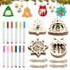 Wooden Christmas Tree Ornaments - 40 Pcs DIY Decoration view 1
