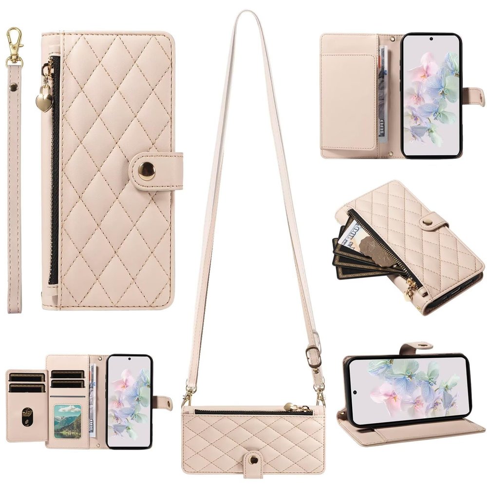 Miagon Crossbody Phone Case with Zipper, Card Holder and Strap for Xiaomi POCO X7 Pro