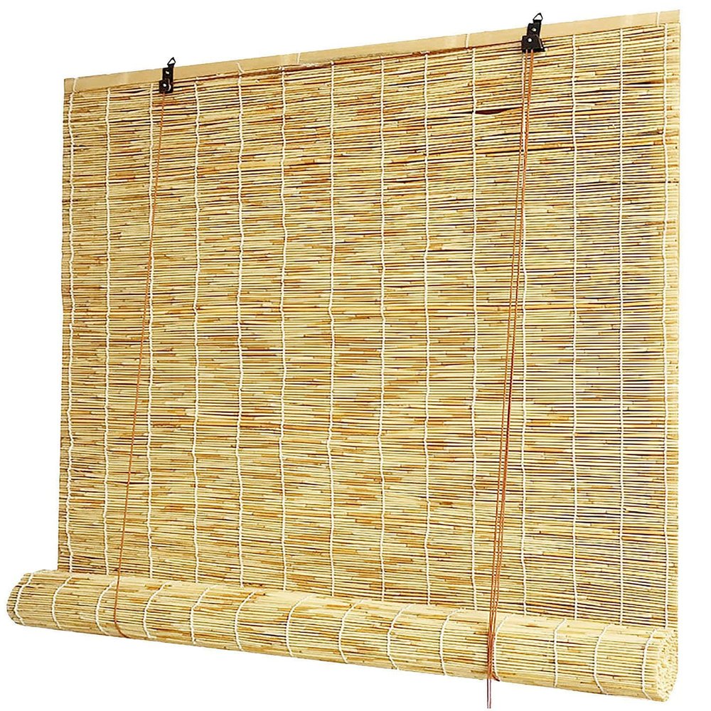 Bamboo Reed Blind for Windows and Patios, Natural Black Lines